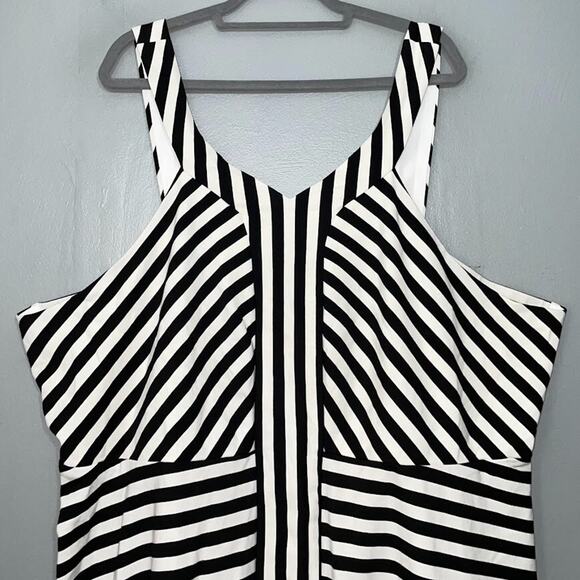 Torrid Plus Size 6 Black White Striped Ponte Knit Sleeveless Skater Dress - Picture 2 of 10